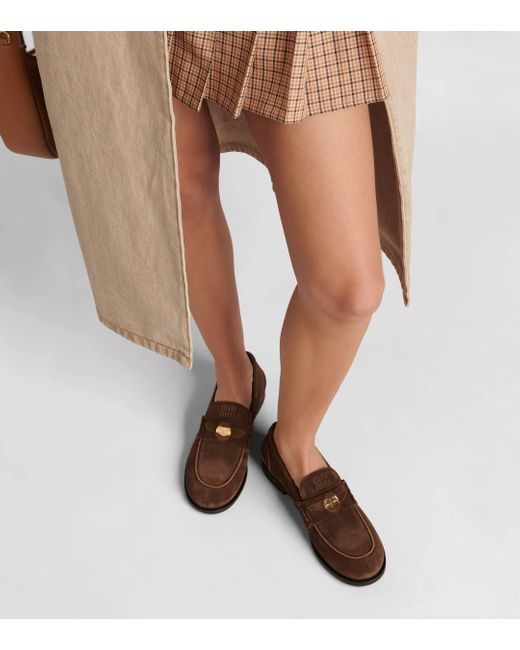 Miu Miu Brown Suede Penny Loafers