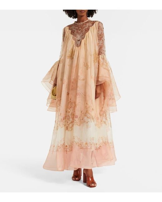 Zimmermann Natural Hypnotic Printed Silk Gown