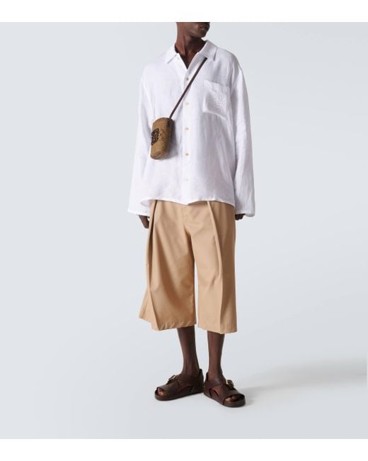 Loewe White Paula's Ibiza Anagram Linen Shirt for men