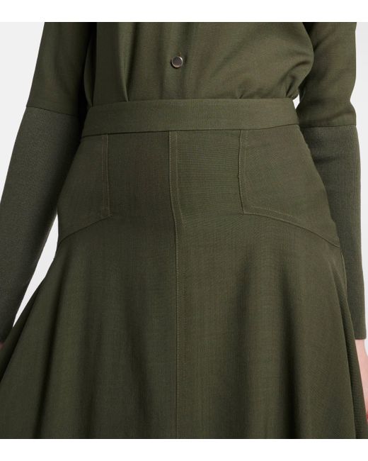 Loro Piana Green Flavia Wool Maxi Skirt