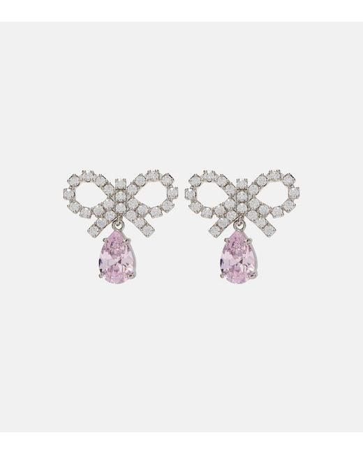 Self-Portrait White Micro Bow Embellished Earrings