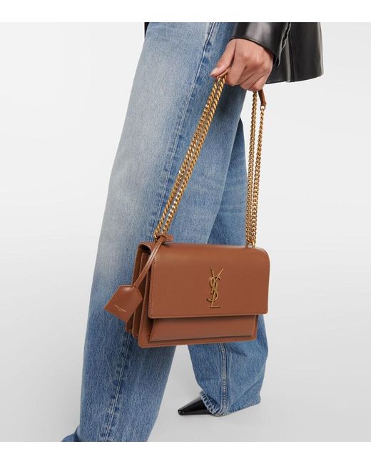 Saint Laurent Brown Sunset Medium Leather Shoulder Bag
