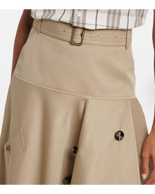 Burberry Natural Heather Asymmetric Cotton Midi Skirt