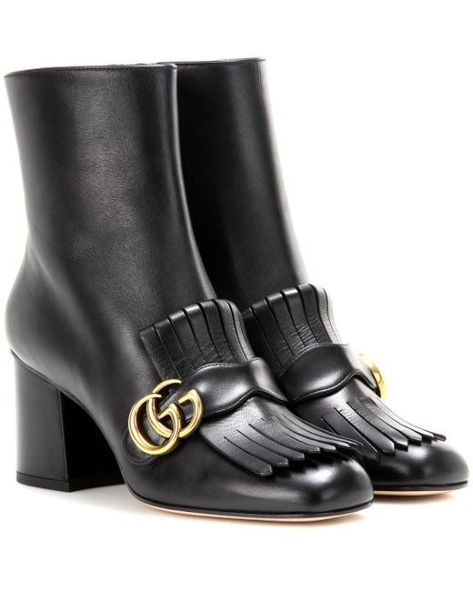 Gucci Black Marmont GG Suede Ankle Boots