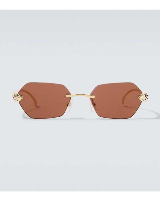 Cartier Brown Panthere De Cartier Square Sunglasses for men