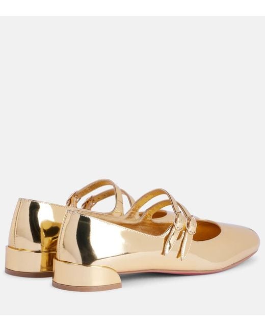 Christian Louboutin Natural Mary-Jane-Ballerinas Sweet Jane Aus Metallic-Leder