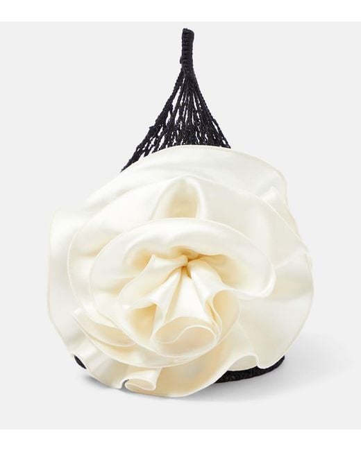 Magda Butrym White Devana Small Floral-Applique Shoulder Bag