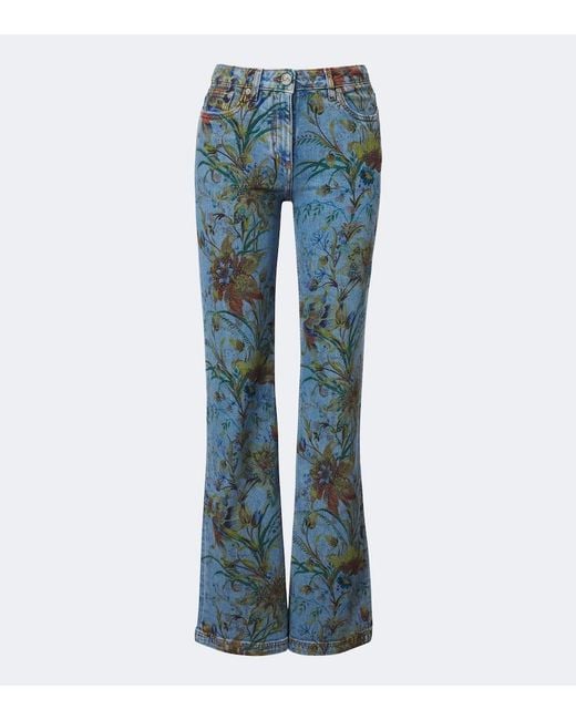 Etro Blue Floral Flared Jeans