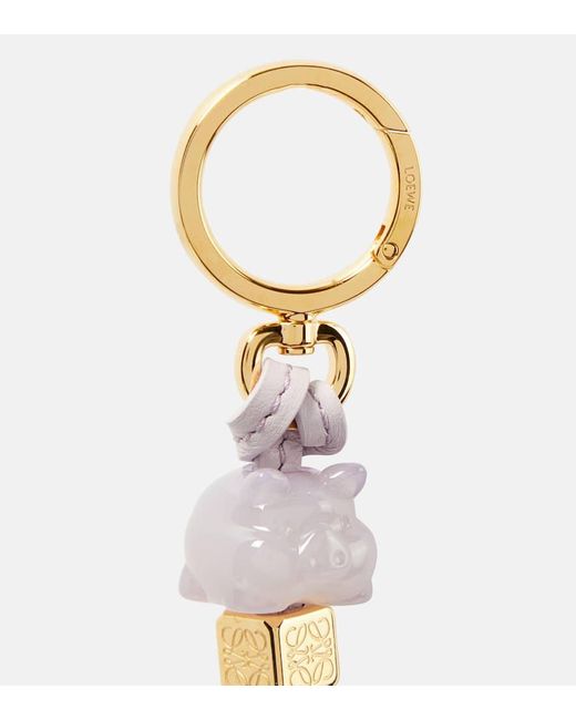 Loewe Leathertrimmed Bag Charm in White Lyst