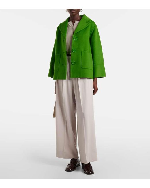 Max Mara White Nichols Wool Wide-Leg Pants