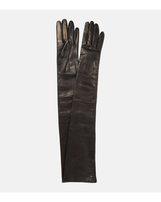 Max Mara Black Amica Long Leather Gloves