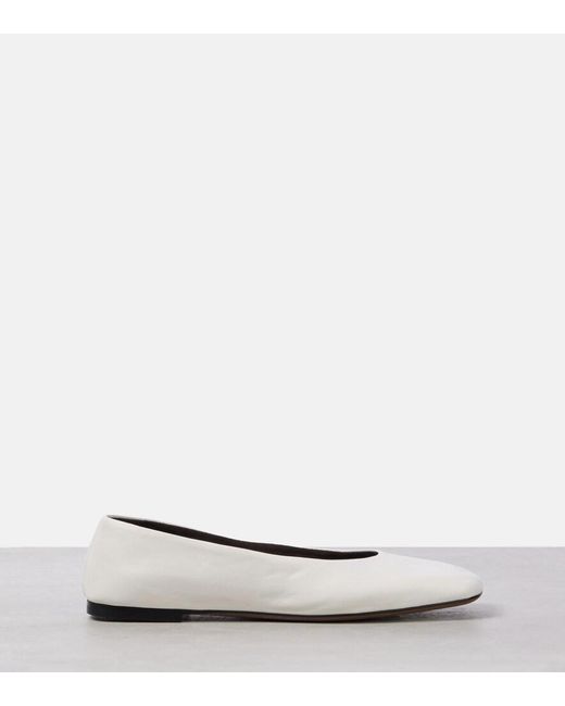 The Row White Square Leather Ballet Flats