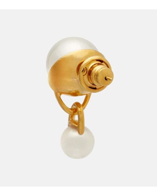 Oscar de la Renta White Faux Pearl Drop Earrings