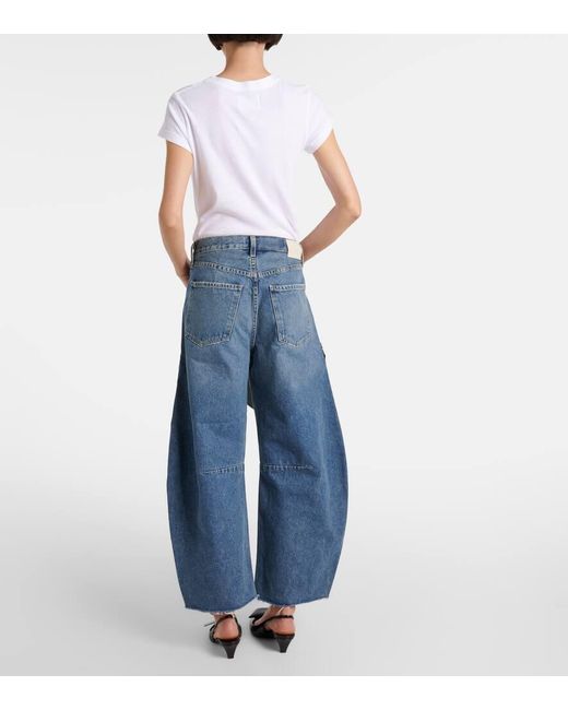 Citizens of Humanity Blue Mid-Rise Wide-Leg Jeans Horseshoe