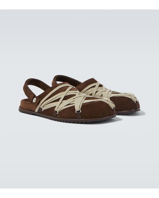 Rick Owens Brown Megalace Suede Mules for men