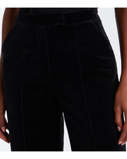 Costarellos Black Avice Cotton Velvet Flared Pants