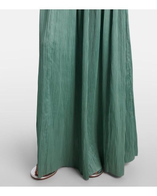 Ulla Johnson Green Tasneem Satin Plisse Gown