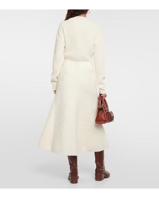 Falda Midi En Mezcla De Lana Chloé de color Natural