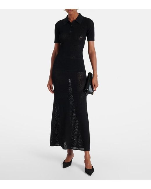 Victoria Beckham Black Pointelle Midi Skirt