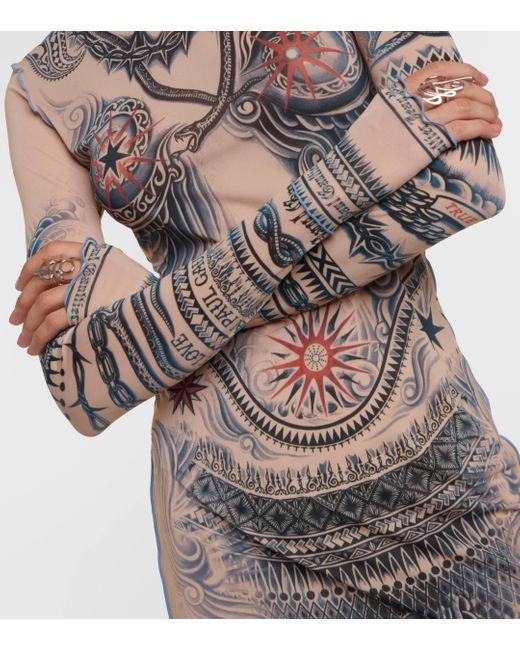 Robe Midi En Tulle Stretch Imprimé Jean Paul Gaultier en coloris Brown