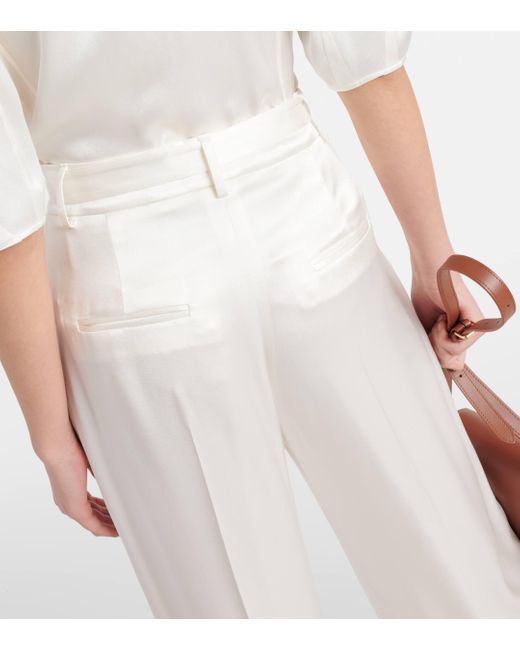 Gabriela Hearst White Mabon High-rise Silk Wide-leg Pants