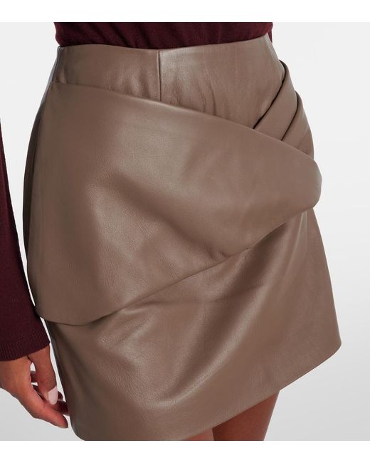 TOVE Natural Liss Pleated Leather Miniskirt