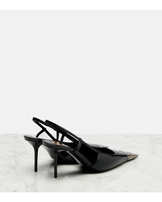 Saint Laurent Black Jeanne 90 Leather Slingback Pumps