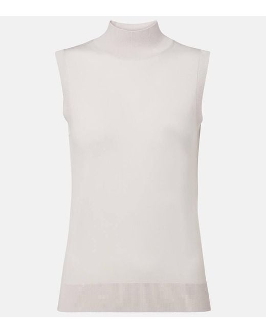 Max Mara White Top Slalom Aus Schurwolle
