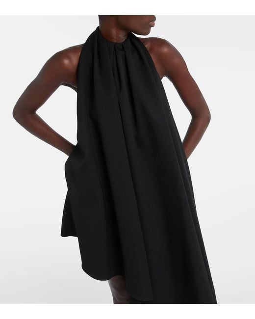 Givenchy Black Asymmetric Draped Wool Cocktail Dress