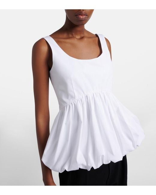 Rohe White Peplum Cotton Poplin Top