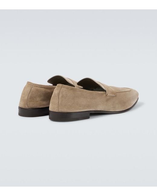 Zegna White L'Asola Suede Penny Loafers for men