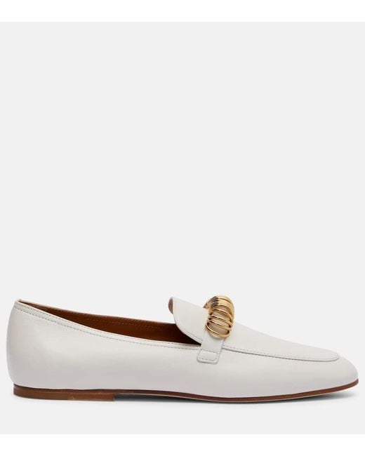 Tod's White Verzierte Loafers Aus Leder