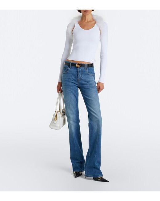 Gucci White Borsetto Small Leather Bowling Bag