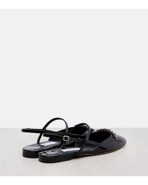 Jimmy Choo Black Belinda Embellished Patent Leather Flats