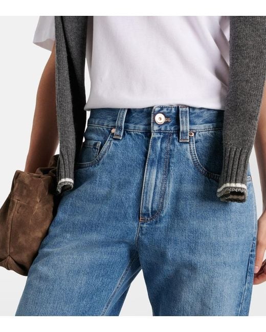 Brunello Cucinelli Blue Mid-Rise Wide-Leg Jeans