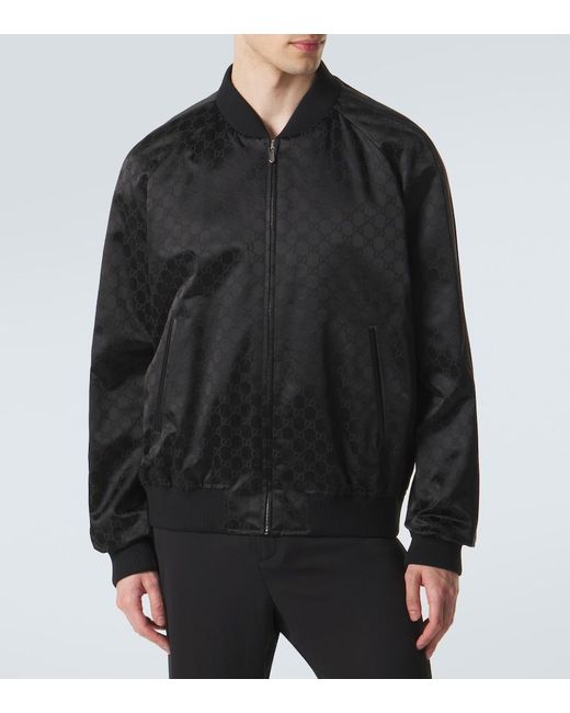 Gucci Black Gg Cotton-Blend Satin Jacket for men
