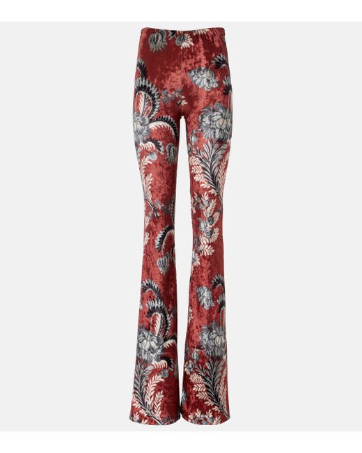 Etro Floral Crushed Velvet Flared Pants