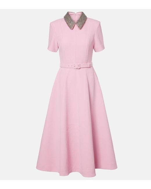 Rebecca Vallance Pink Xena Embellished Crepe Midi Dress