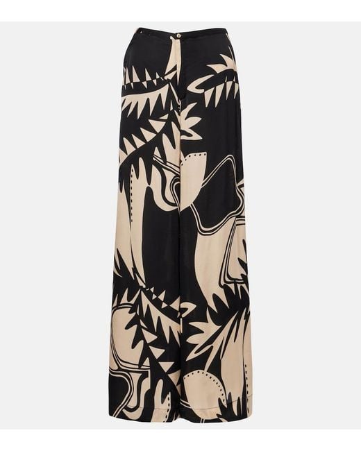 Poupette Black Clea Printed Wide-Leg Pants