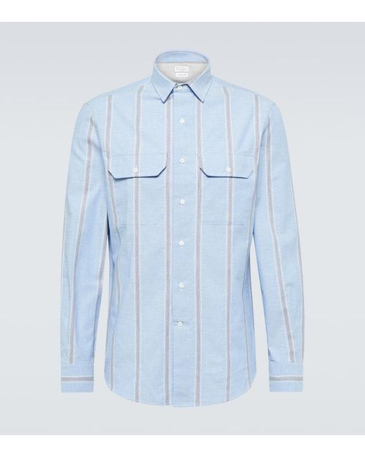 Brunello Cucinelli Hemd aus Baumwolle in Blue für Herren