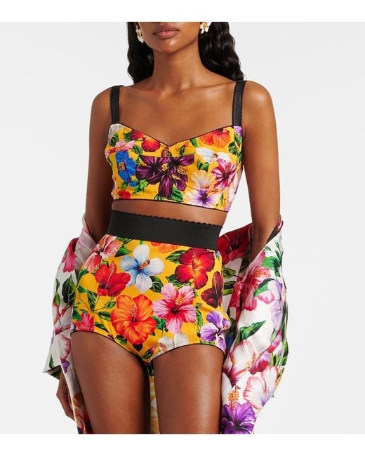 Dolce & Gabbana Red Floral Silk-Blend Shorts