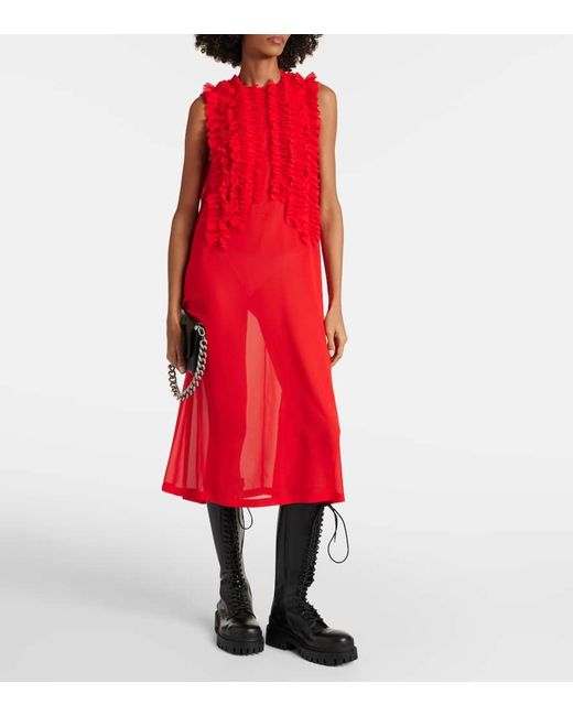 Noir Kei Ninomiya Red Jacquard Midi Dress
