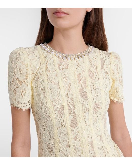Self-Portrait Metallic Verziertes Midikleid Aus Spitze