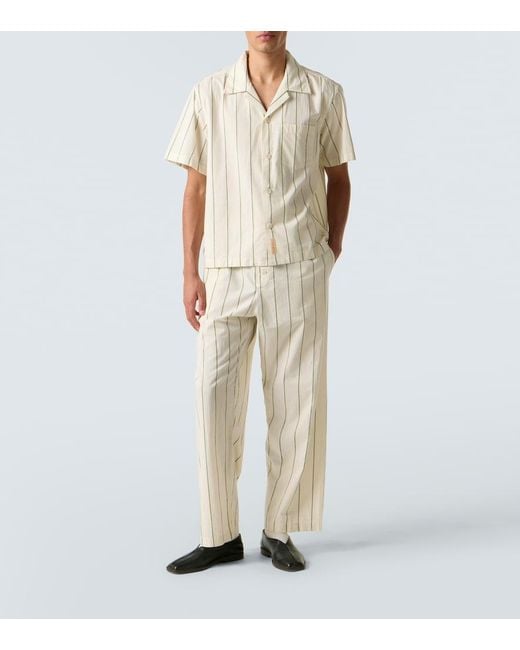 Bode Natural Celery Striped Cotton Pajama Pants for men