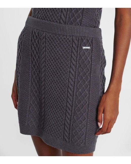 J.W. Anderson Blue Cable-Knit Wool And Cotton-Blend Miniskirt