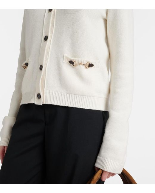 Gucci Natural Horsebit Wool And Cashmere Cardigan