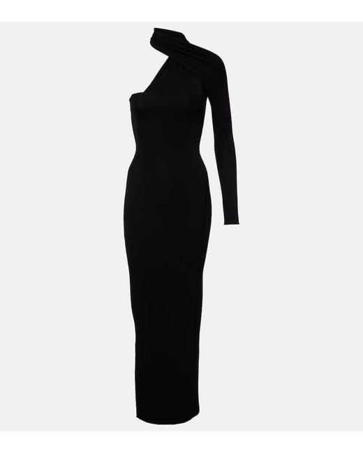 Vestido Largo Asimetrico De Crepe Courreges de color Black