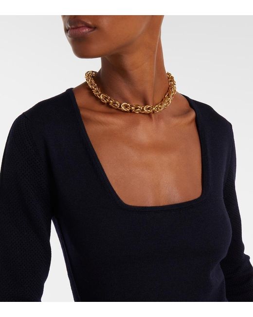 Max Mara Blue Sophia Wool-Blend Midi Dress