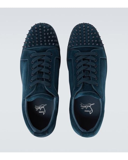 Baskets Louis Junior Spikes En Daim A Ornements Christian Louboutin pour homme en coloris Blue