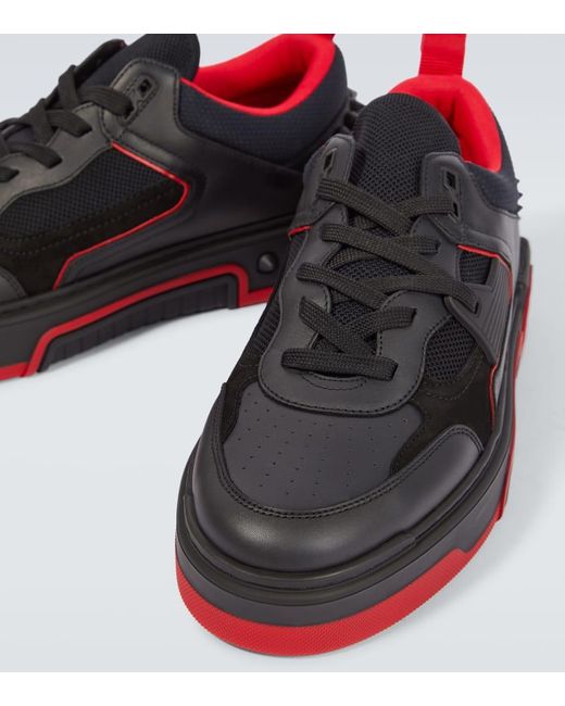 Christian Louboutin Black Astroloubi Leather Low-Top Trainers for men